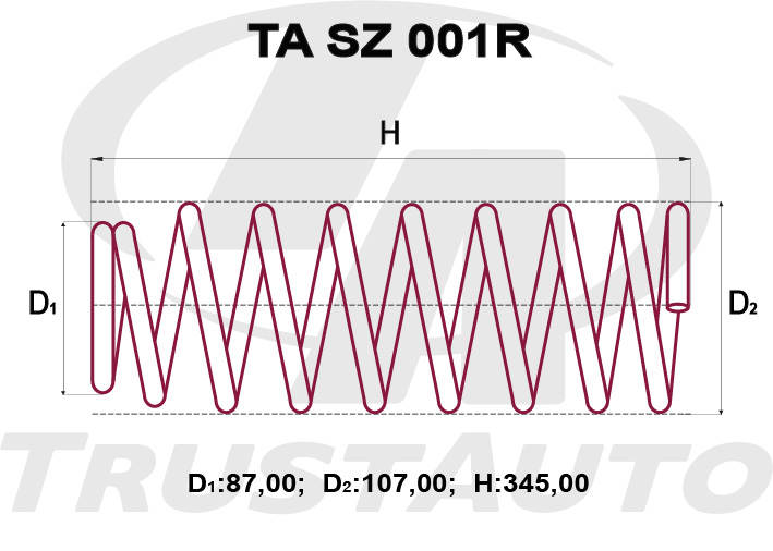 Пружина подвески усиленная (TA) TA SZ 001R TRUSTAUTO TASZ001R